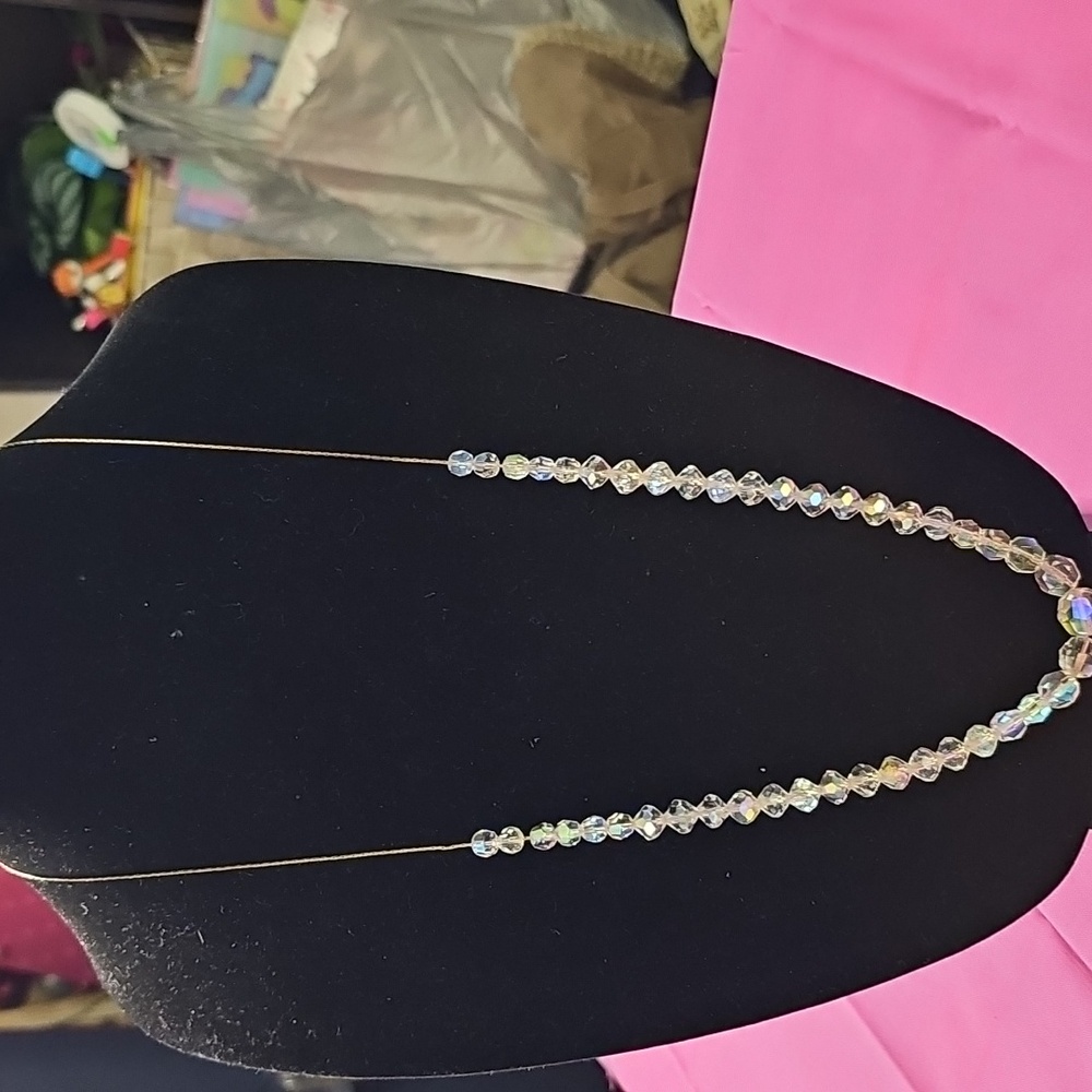 Vintage MONET AB Single Strand Necklace On Goldtone Chain